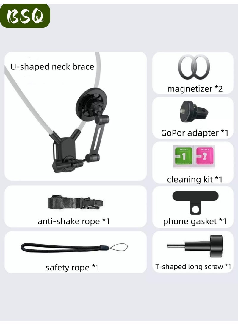 BSQ Enhanced Magnetic Neck Phone Holder Full Set Accessories Compatible with GoPro for Outdoor Cycling Hiking Live Streaming First-Person View Shooting - Image 2
